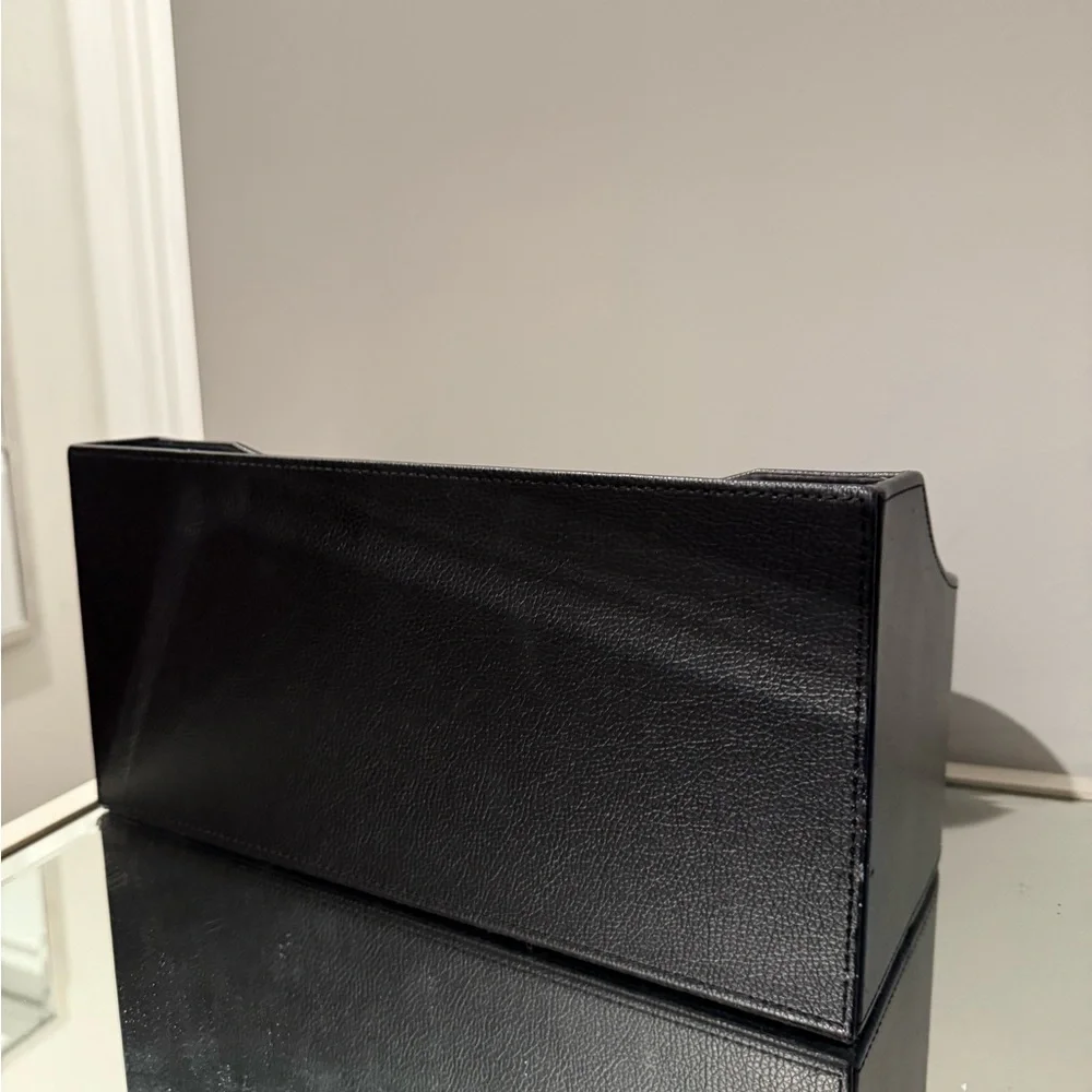 Black Leather Desk Organizer